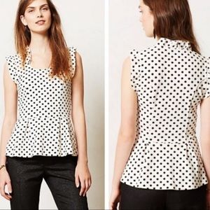 Postmark by Anthropologie Fluttered Dot Peplum Top
